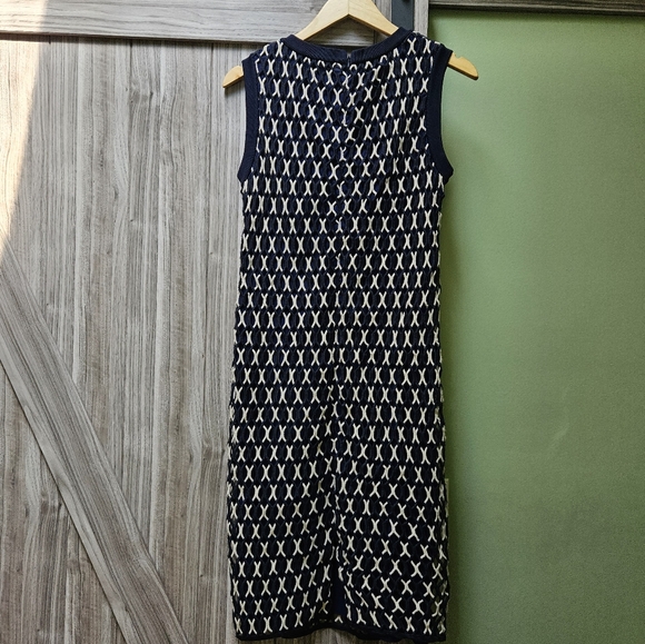 Tory Burch Carolina Crochet Knit Two-Tone Guipure Dress - Picture 2 of 16